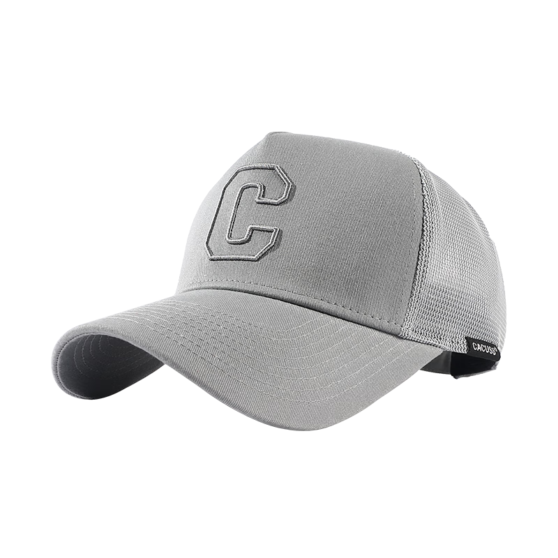 CACUSS Baseball Cap for Men, Summer Mesh Large Head Circumference Embroidered Visor Hat Sun Protection High Top Cap, Gray Large Size