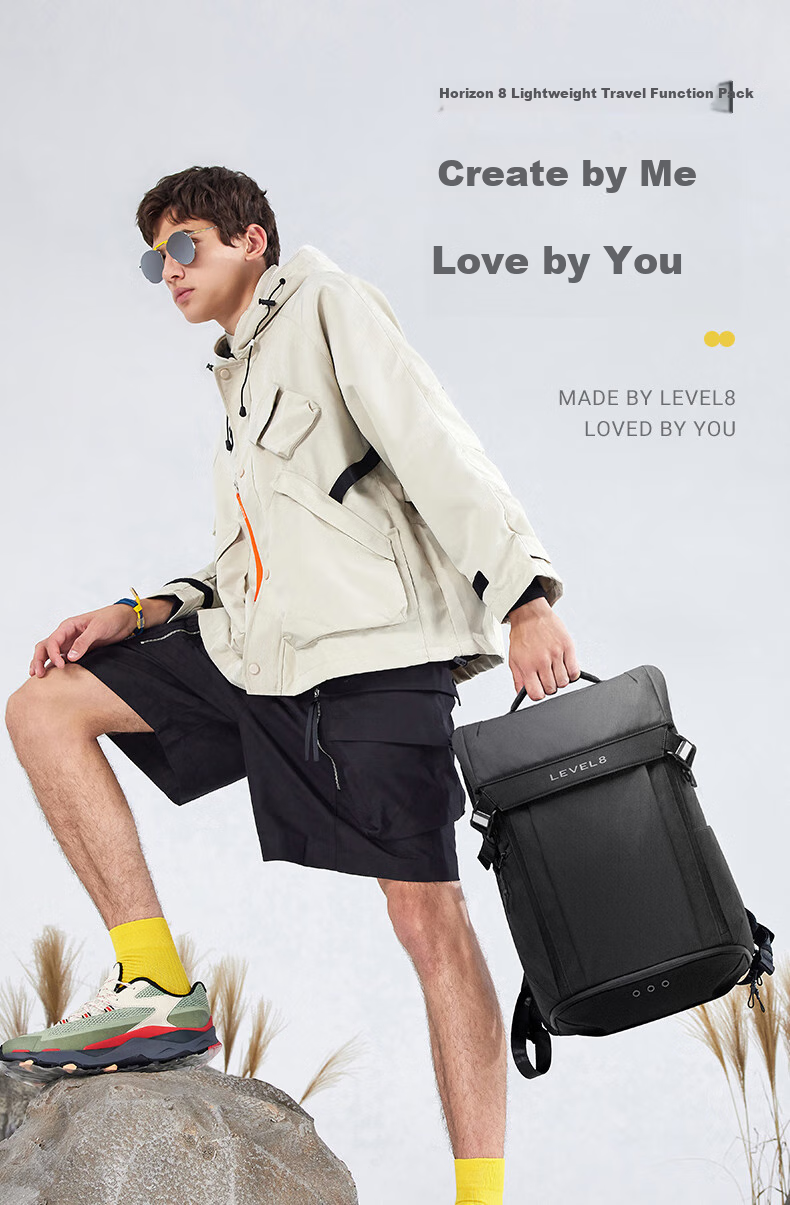 LEVEL8 Casual Business Laptop Backpack, 17.3-Inch, Large Capacity for Men, Urban Light Travel Functional Series 2