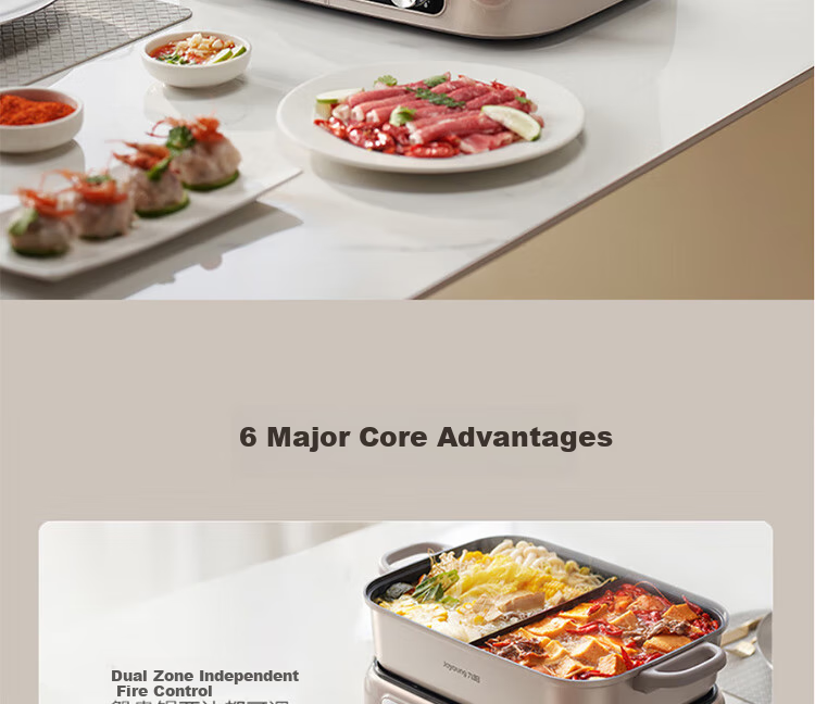 Joyoung Household 8L Large Capacity Electric Cooking Pot, Multifunctional Dual-Sided Electric Hot Pot, Electric Heating Pot HG80-G811 7