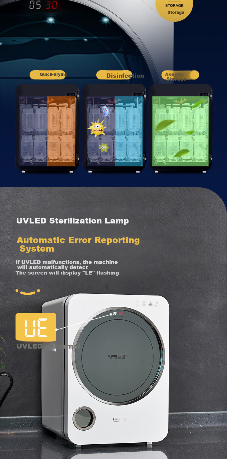 SMARTcare Baby UV Bottle Sterilizer with Drying Function, Four Series Mercury-Free Lamp Beads, Imported Sterilization Cabinet, 25L Silver 9