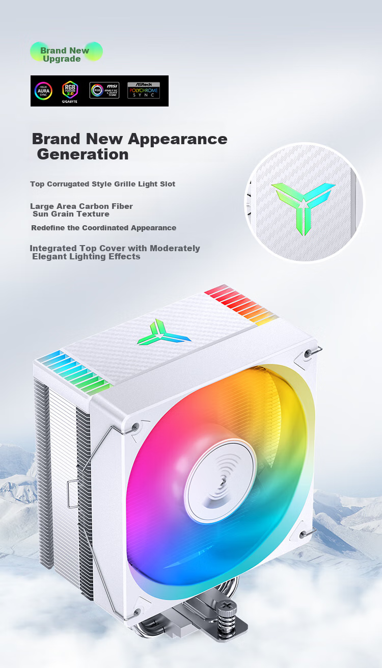 JONSBO CR-1000MAX V2 ARGB Edition White Model, CPU Air Cooler (6 Nickel-Plated Heat Pipes, Motherboard ARGB Sync, PWM Fan, Multi-Platform, Thermal Paste Included) 5