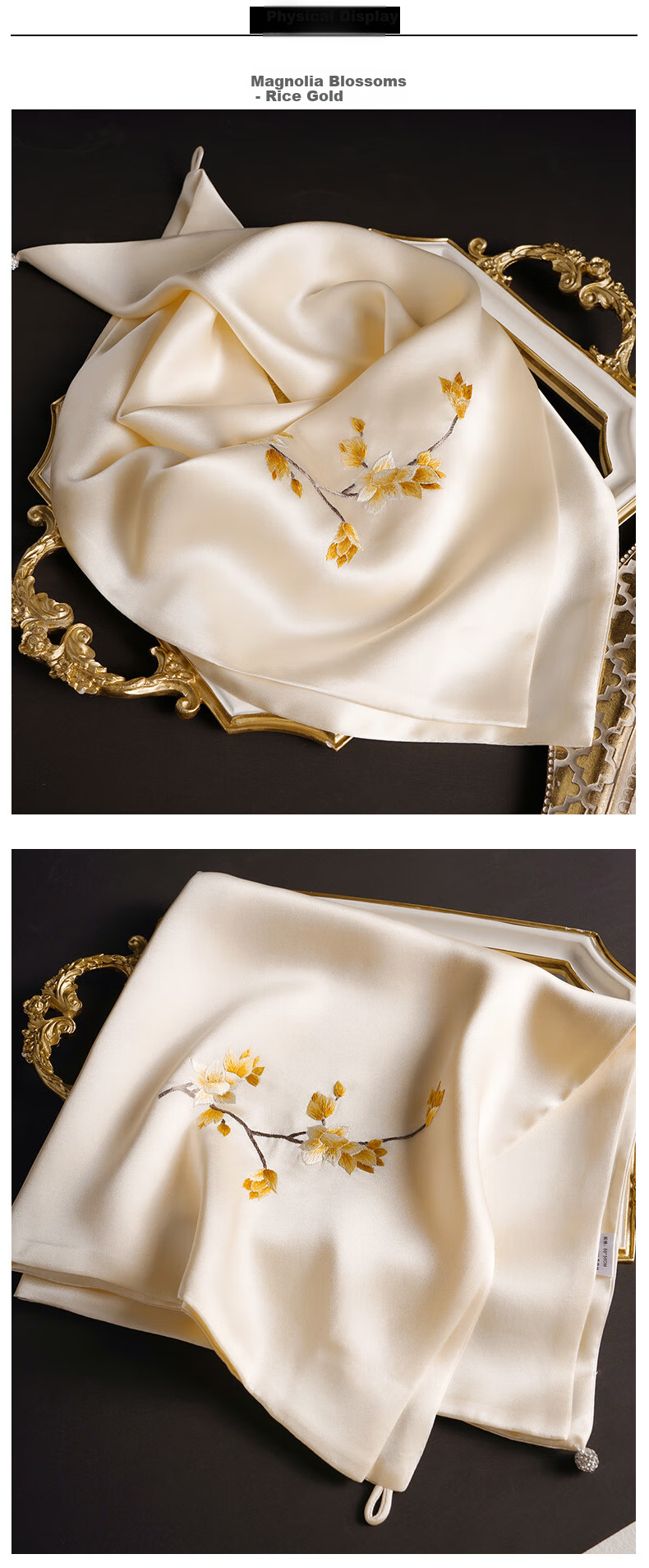 Hangsilu Handmade Suzhou Embroidery Silk Scarf, Mulberry Silk Outer Wrap, High-End Birthday Gift, Valentine's Day Present for Women, Mothers And Elders 3