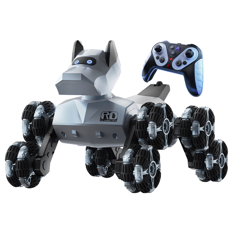 Dimoarch Remote Control Robot Dog Children's Toy, Boys' Car Eight-Wheel Transforming Robot, Kids' Birthday Gift with Dual Batteries