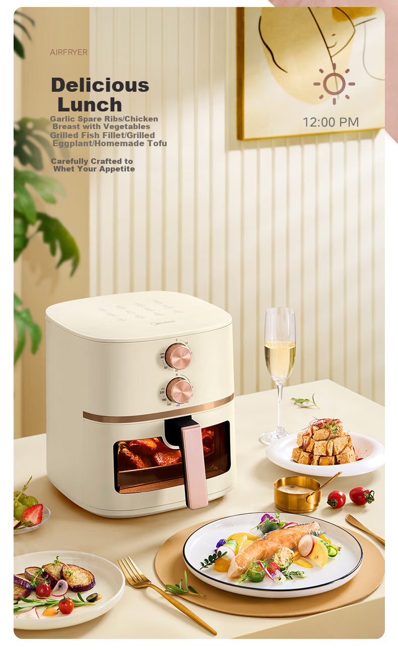 Midea Air Fryer, Transparent View, No-Flip Design, 7L Large Capacity, Multi-Functional, Oil-Free, Crispy on The Outside And Tender on The Inside, Non-Stick, Easy to Clean, Electric Fryer Oven MF-KZE7001 14