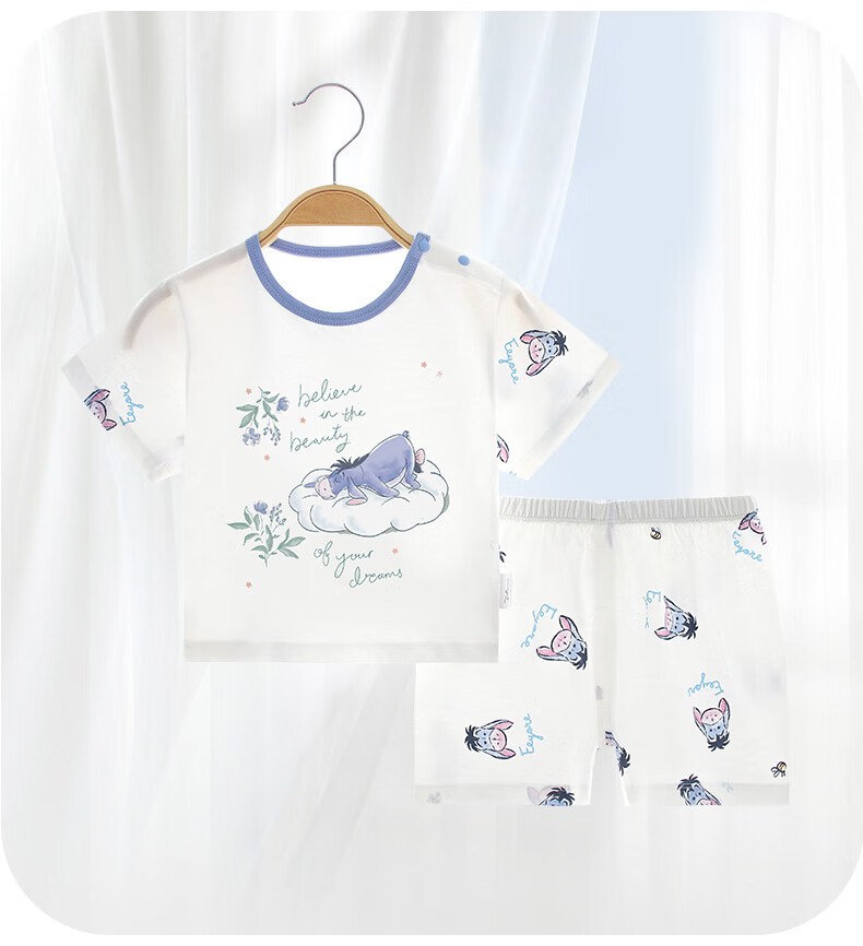 Disney Children's Pajamas, Summer Thin Style, Boys And Girls Short-Sleeve Shorts, Baby Air Conditioning Home Wear, Pure Cotton Underwear Set, Size 80 8