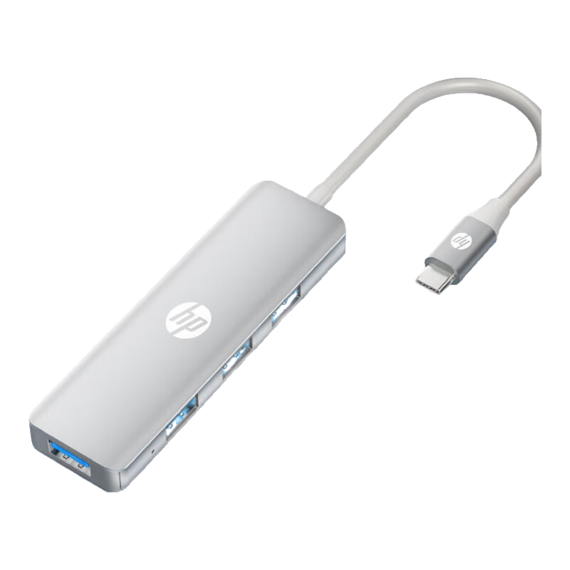 HP USB Hub, Computer USB 3.0 Multi-Port Splitter Docking Station, USB Extension Cable, Laptop Adapter Converter, Independent Power Supply, CT210 Silver