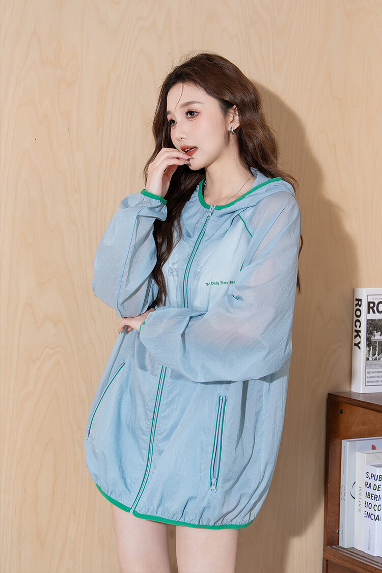 TonLion 2025 Summer Women's Hooded Striped Long Sleeve Loose Zip-up Jacket 4