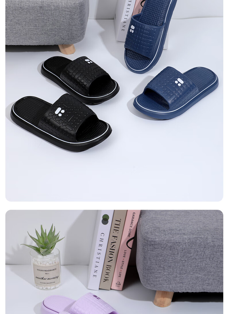 Grace Thick Sole Non-Slip Slippers Summer Casual Couple Cartoon Home Silent Soft Sole Slide Sandals Dark Blue 42-43 1