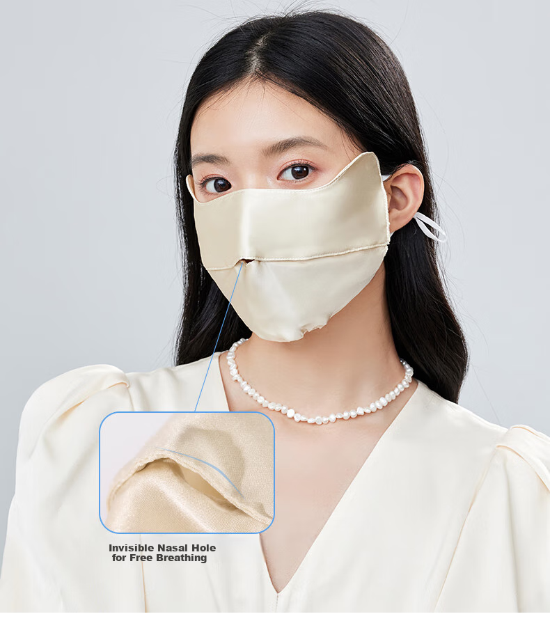 Siggi Silk Sun Protection Face Mask for Women, Summer UV-Resistant Travel Face Covering, 100 Mulberry Silk Face Mask for Women, Gift for Girls 16