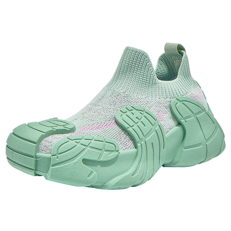 Babaya Children's Sports Shoes, New Girls' Sneakers, Versatile Flyknit Shoes, Spring Boys' Running Shoes, Mint Green, Size 34