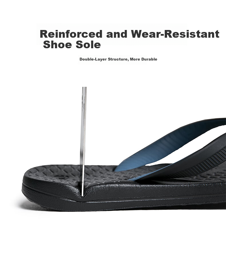DECATHLON Men's Flip-Flops, Soft-Soled Beach Shoes, All-In Wear-Resistant Comfortable Deep Navy Blue, Size 41.5, Men's Style 2998499 3