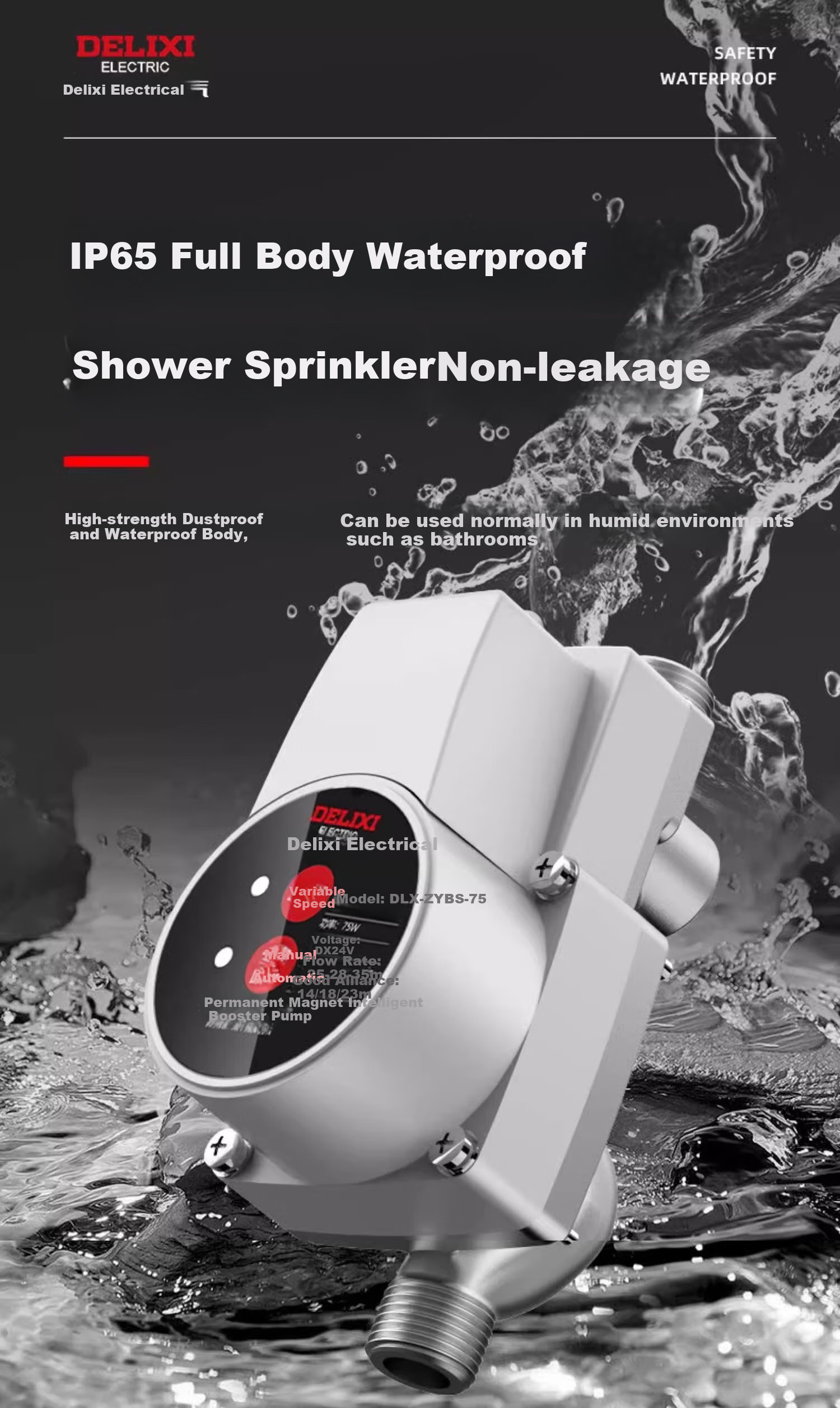DELIXI Booster Pump, Fully Automatic Multi-Stage Adjustable, Quiet And Energy-Saving, Household Water Heater Booster, Tap Water Shower Head Pressurizing Pump 8