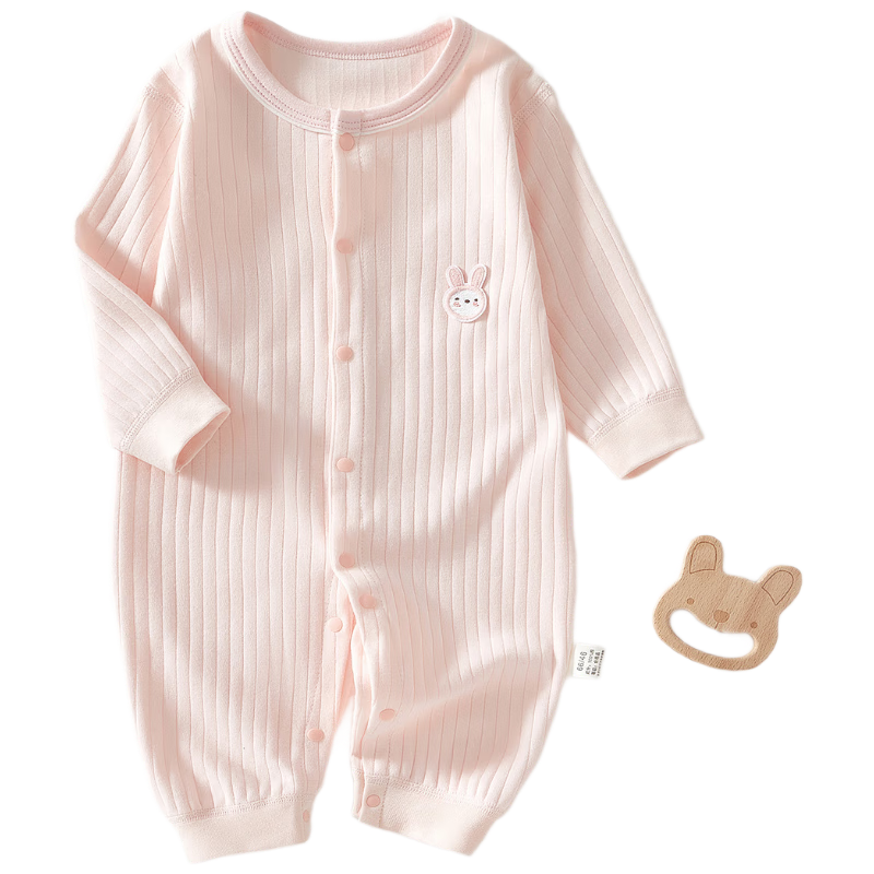 Aibaoshi Baby Romper, Spring And Autumn Pure Cotton Infant Onesie, Newborn Clothes, Pajamas, Pink, 90cm, T142