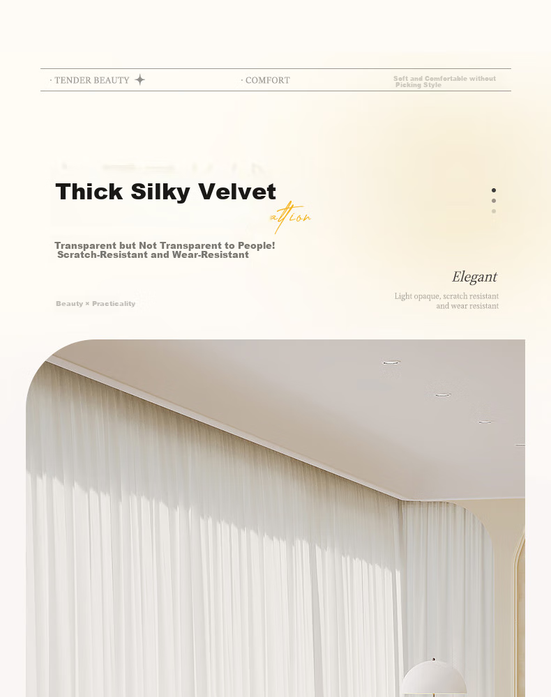 Ali Sheer Curtain for Balcony, Living Room Bay Window, Bedroom, Nordic Style, White Gauze, Width 3*2.6m, Hook Style, Single Panel 1