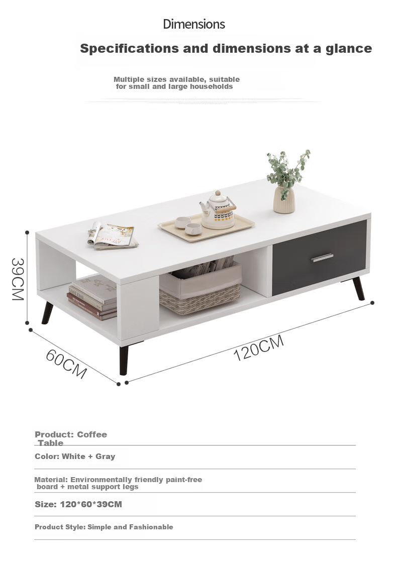 Yameile Coffee Table for Living Room, Modern And Simple Design, Suitable for Small Apartments, Double-Layer with Drawers, Thickened Solid Wood Core, Tea Table 13
