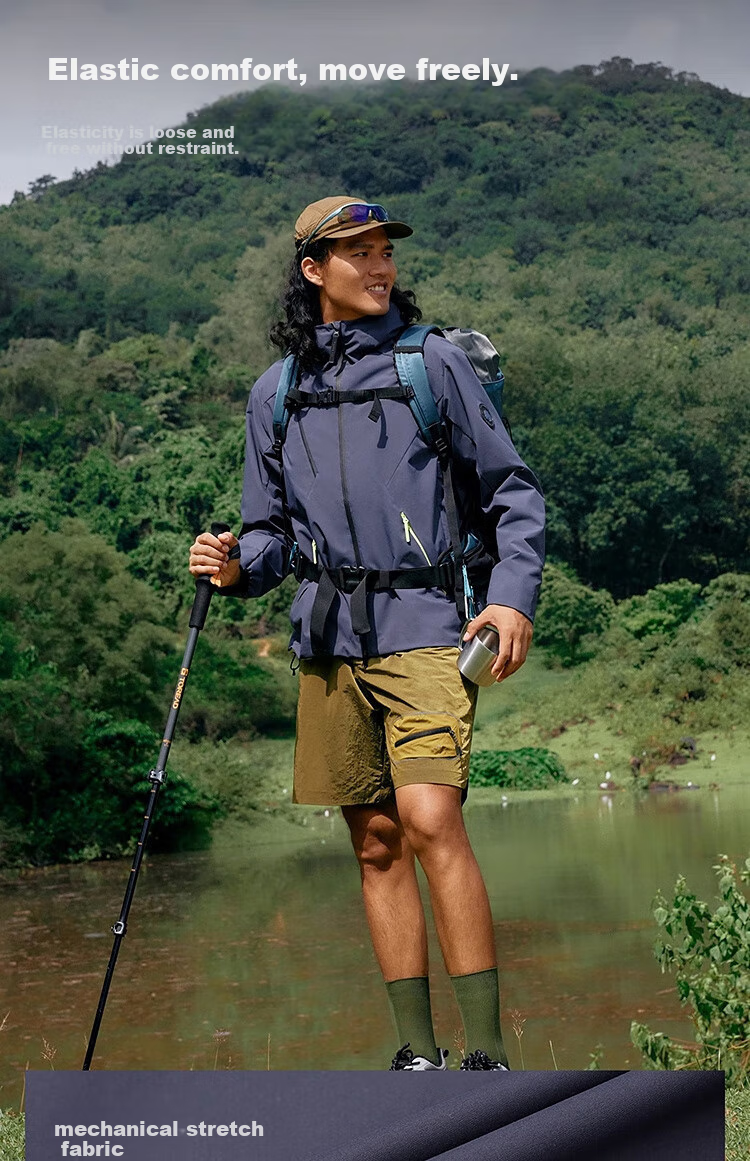 TOREAD Huang Jingyu's Same Style Mountain Hiking Soft Shell Jacket, Outdoor Breathable Windproof Waterproof Hiking Mountaineering Coat, Blue-Black, XXXL 5