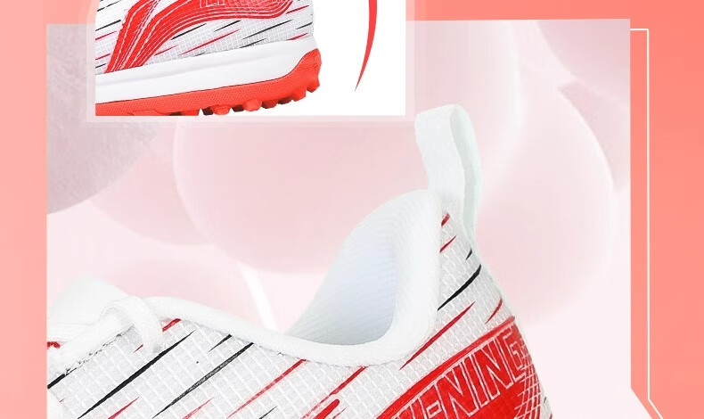 Li-Ning Football Shoes Studs Adult Men Women Children Qixie 3 Youth Primary School Professional Cleats White 43.5 18