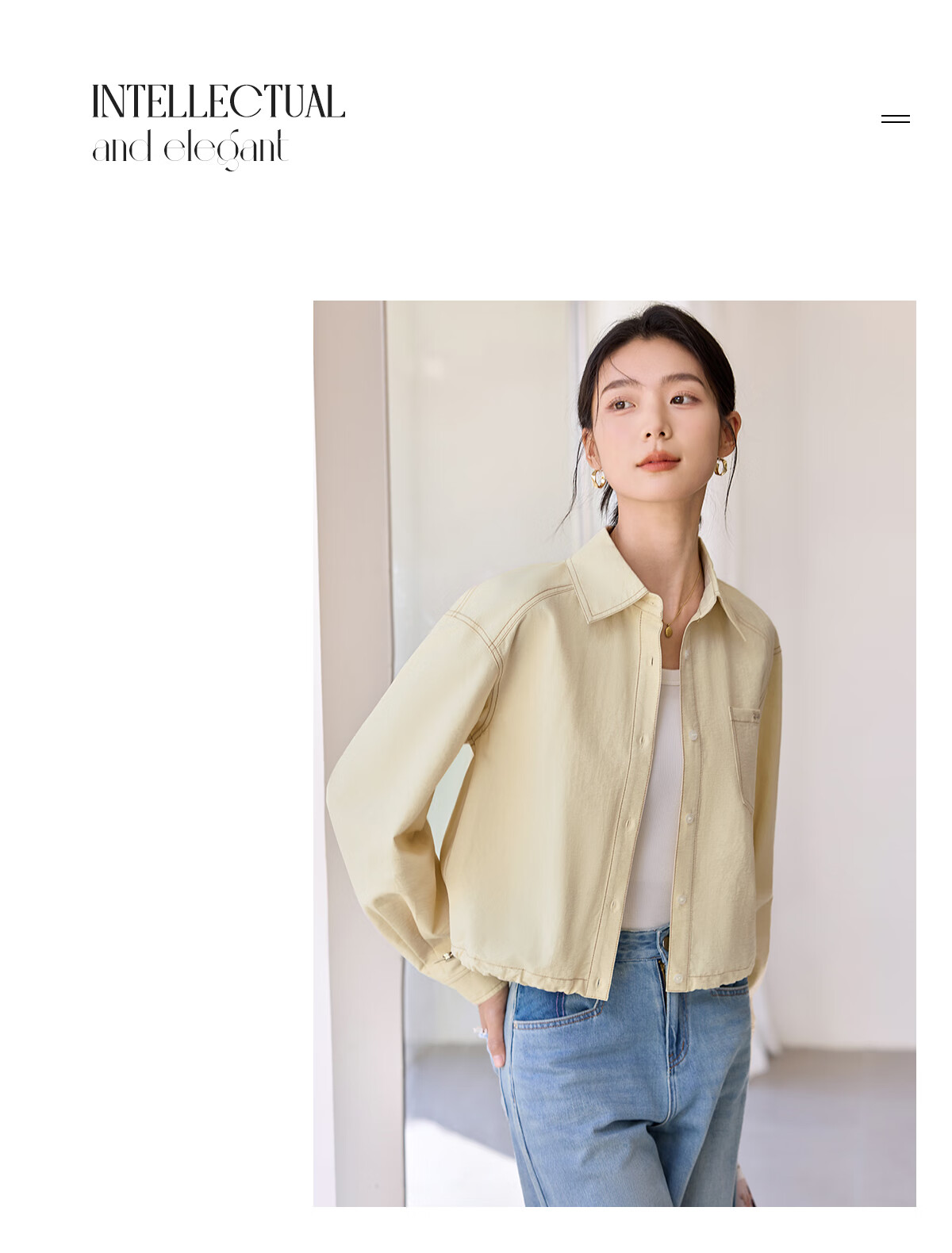 Chushen Women's Short Autumn Shirt Jacket with Drawstring Hem, Contrasting Color Stitching Design for Petite Figures S51D039 24