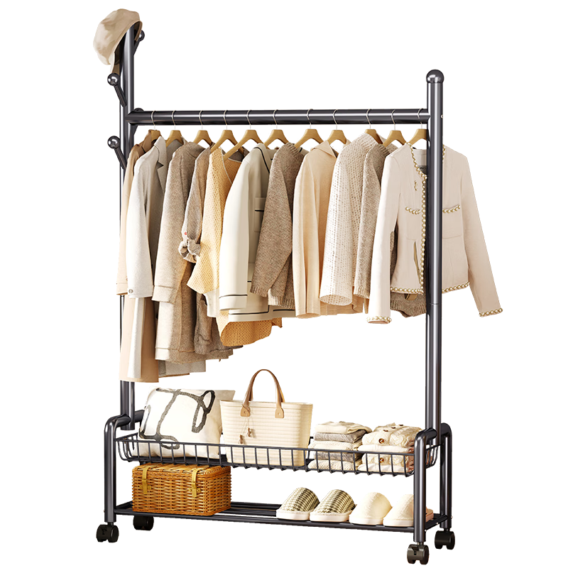 Yicai Nianhua Floor Clothes Drying Rack Bedroom Garment Rack Balcony Clothes Rod for Drying Quilts and Clothes 1256GY