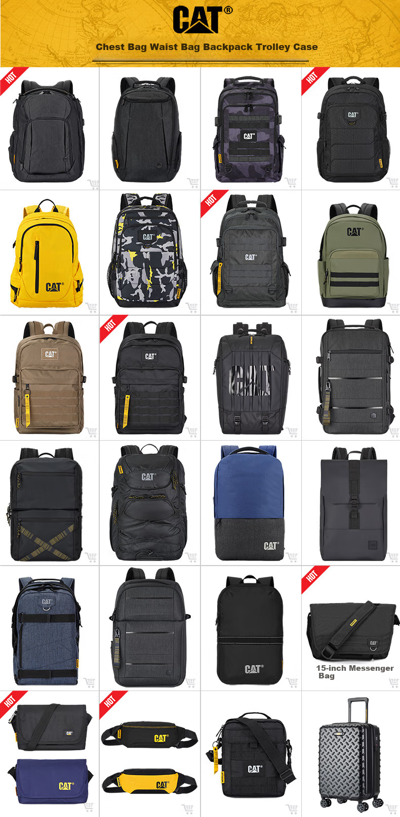 CAT Backpack, 15.6-Inch Laptop Bag, Business Backpack, Travel Bag, Large Capacity Expandable, Simple Gift, Black, 84503 1