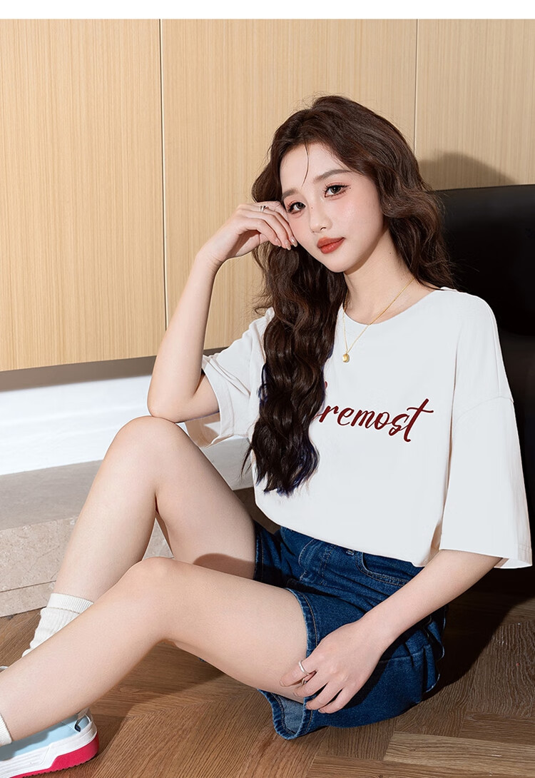 TonLion 2025 Women's Printed Crew Neck Short Sleeve T-Shirt Off-White L 12