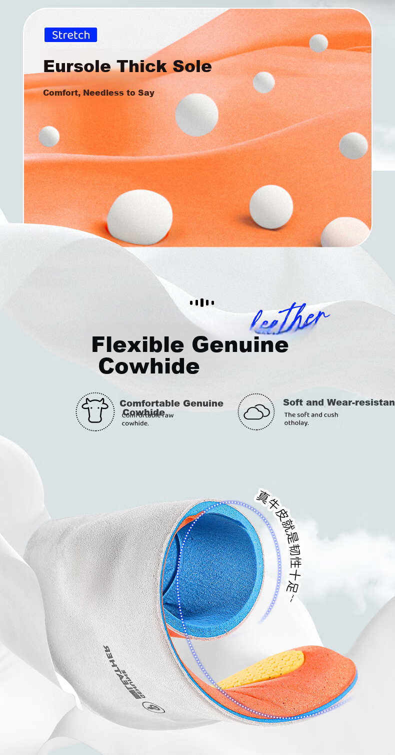 Maigaole Top-Grain Leather Ousolai Spring And Summer Deodorizing, Sweat-Absorbing, Soft, Wear-Resistant Genuine Leather Shoe Insoles, Size 37-38 3