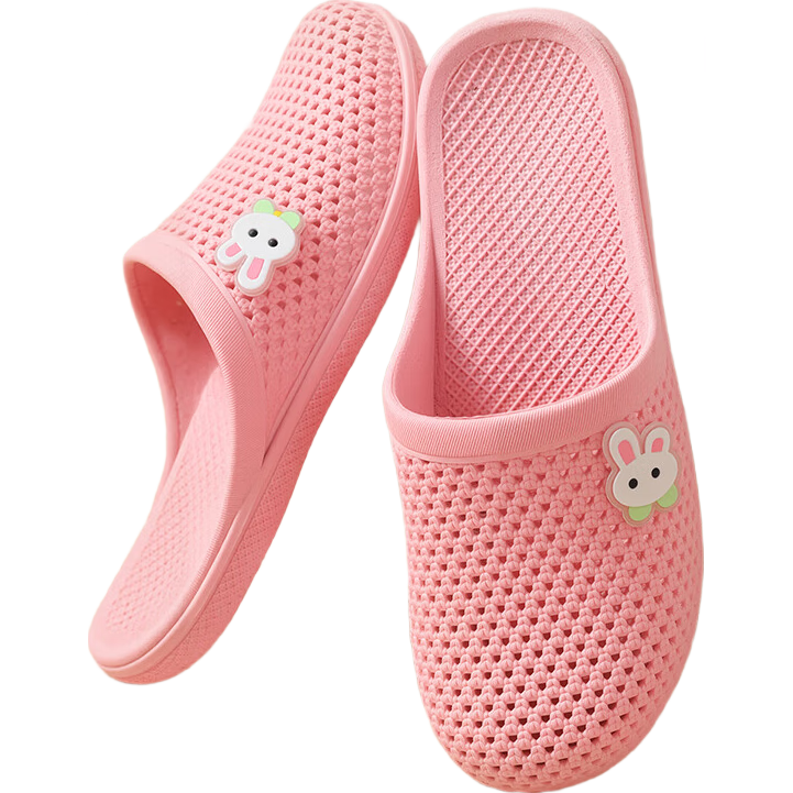 FOOTOPPO Mesh Slippers Women's Home Anti-Slip Toe-Enclosed Quiet Slippers Women's Summer Outdoor Half Slippers