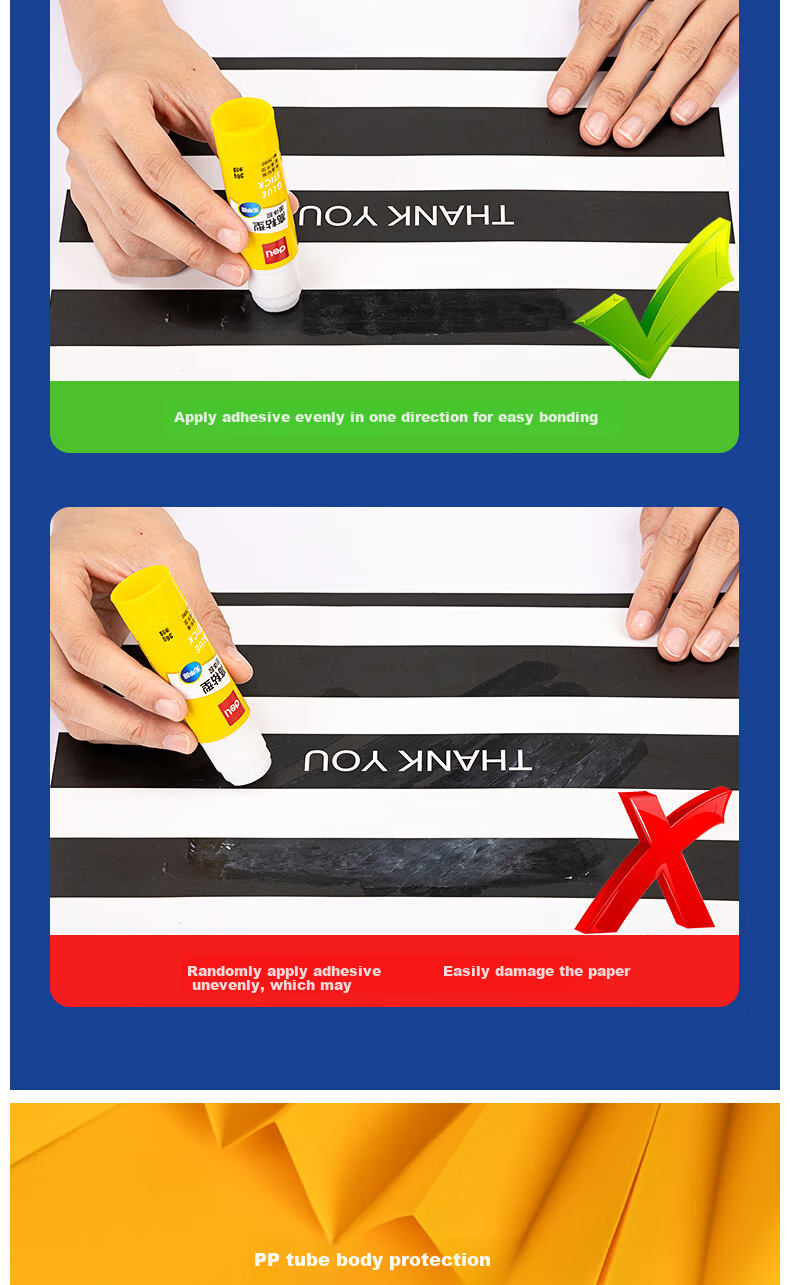 Deli [Lowest Price Online] 36g High-Adhesive PVP Solid Glue Stick, Strong Adhesion, Formaldehyde-Free Quick-Drying Durable Glue Stick, Student Stationery, 12 Pieces, Office Supplies, 27052 7