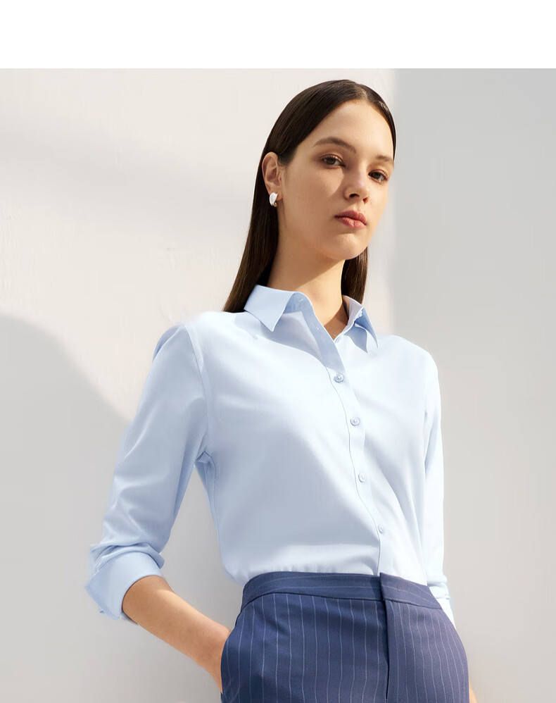 G2000 [With Free Bow] Women's Skin-Friendly Cotton Spring And Summer Long-Sleeve Shirt, White, Size 38 2
