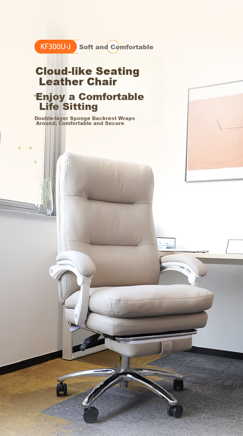 Deli KF300U-J Ergonomic Office Chair, Comfortable Reclining Computer Chair with Dual Soft Cushioning, Executive Chair, Beige 1