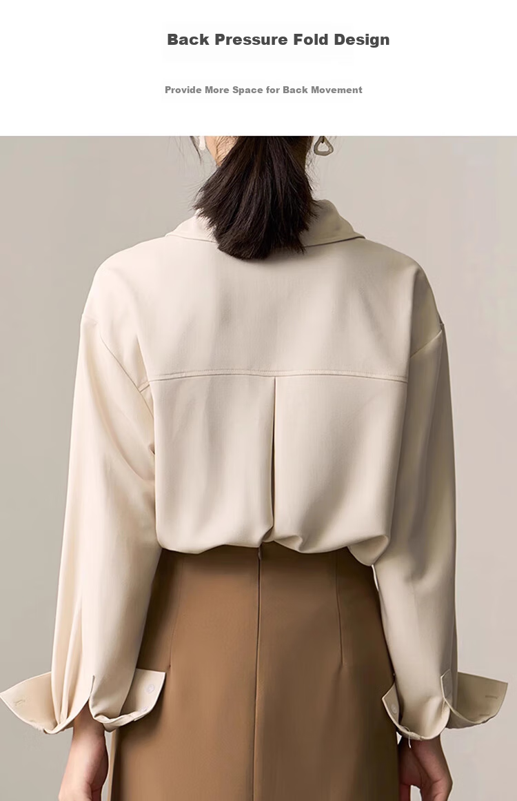 Bodexiaojie Off-White Layered Blouse for Women, Elegant Interview Commuter Top, Professional Suit Inner Wear Shirt 13