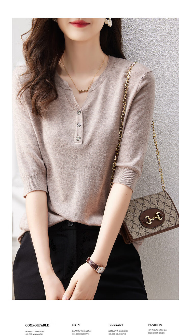 Dme [Baohe Milk Cheese] Spring And Summer Semi-Sheer Cardigan, Five-Quarter Sleeve, Petite Knit Sweater for Wome 2