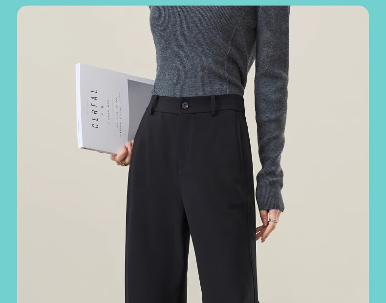 Langsha Women's Straight-Leg TR Twill Suit Pants High-Waist Draped Trousers Narrow and Wide-Leg Casual Pants Spring Autumn Workwear 28