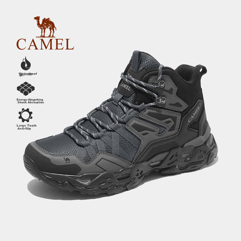 CAMEL Autumn And Winter [Kunlun Mountain] Hiking Shoes, Water-Resistant, Non-Slip, Outdoor High-Top Trekking Shoes, Professional Climbing Sports Shoes