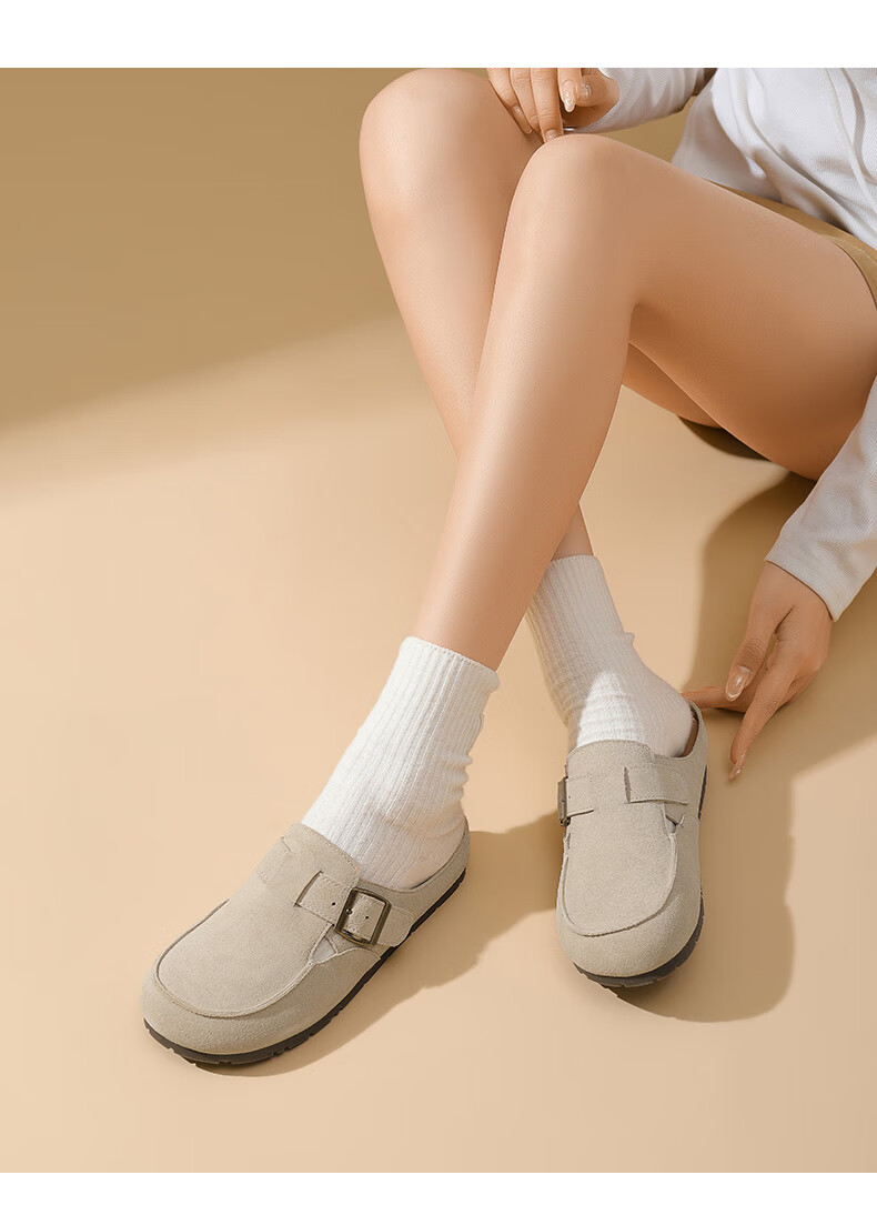 DAPHNE Women's Closed-Toe Mules, Summer Outdoor Wear, 2025 Thick-Soled Comfortable Slip-On Soft-Bottom Women's Shoes, Khaki, Size 37 6