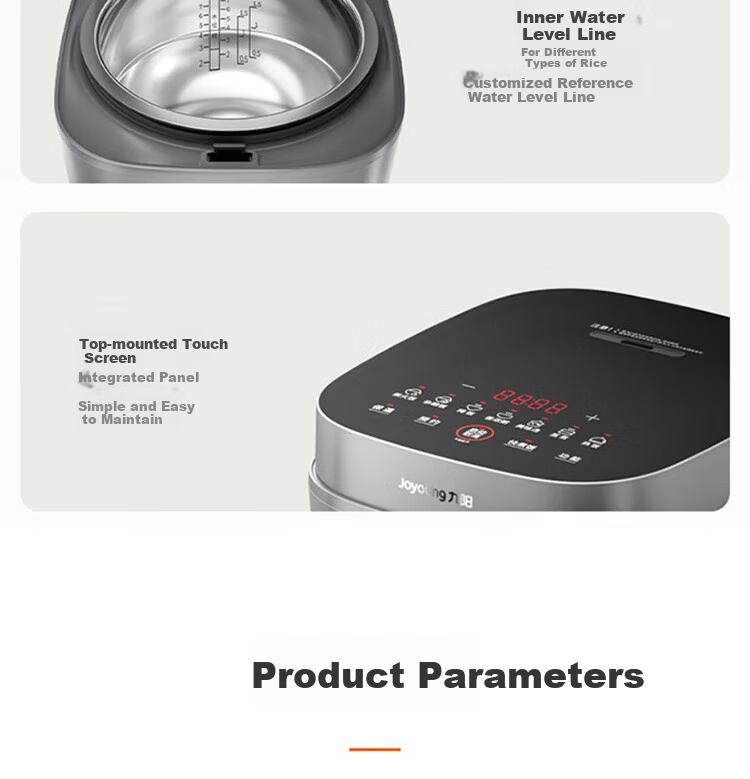 Joyoung Household Multi-Functional 4L Smart Non-Coating Rice Cooker, 316L Stainless Steel Ball Pot, Electric Rice Cooker F-40F316L 31