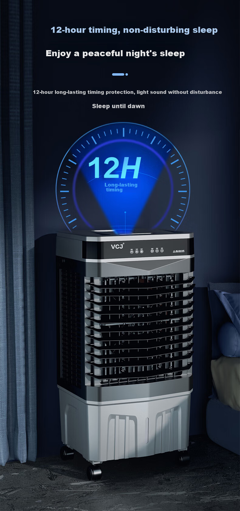 VCJ Powerful Cooling Commercial Evaporative Air Cooler High Airflow Water Cooling Fan Industrial Air Conditioner 40L Touch Control Timer ZHL-5500R 2