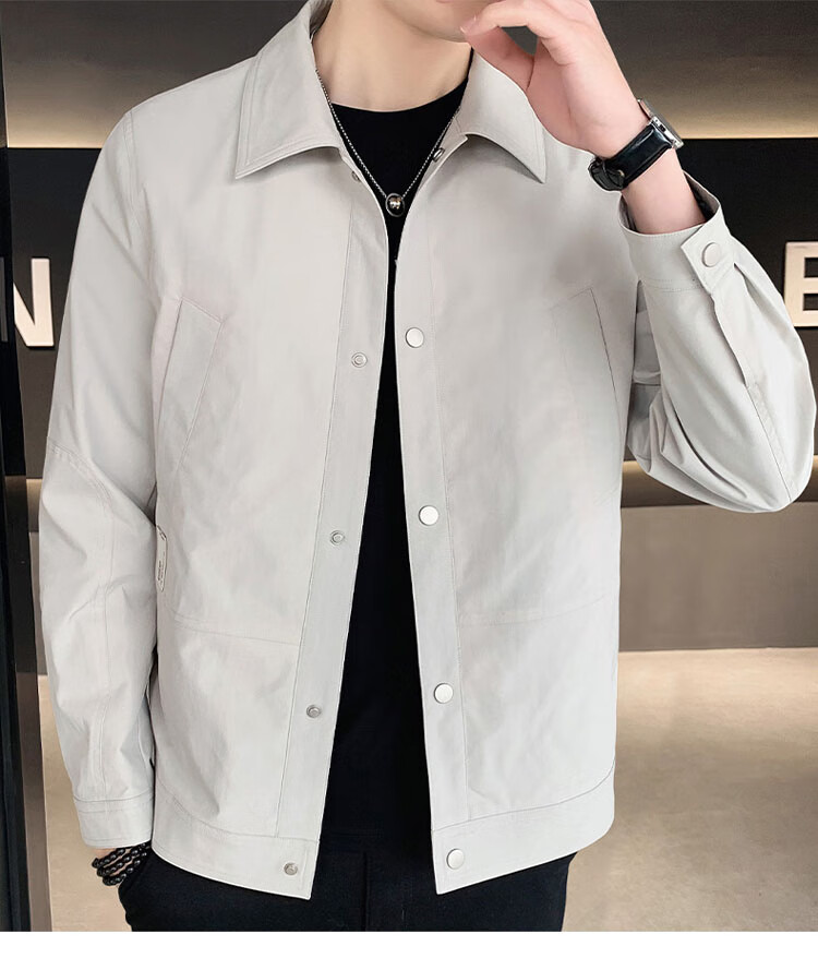 ROMON Men's Spring Casual Jacket Trendy Loose Fit Black XL 22