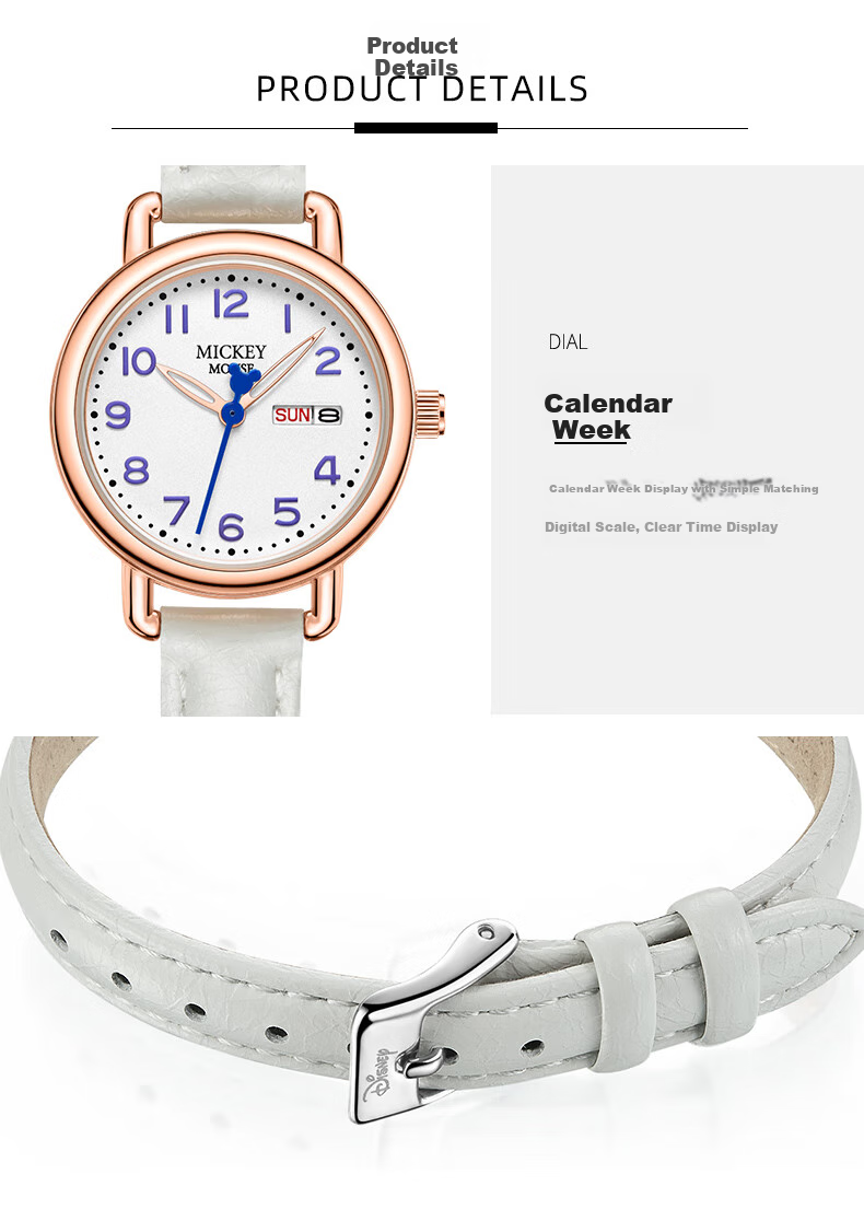 Disney Watch for Female Students, Ladies, Middle School Girls, High School Students, Female Exam Takers, Birthday Gifts, Waterproof Watch for Junior And Senior High School Students 16