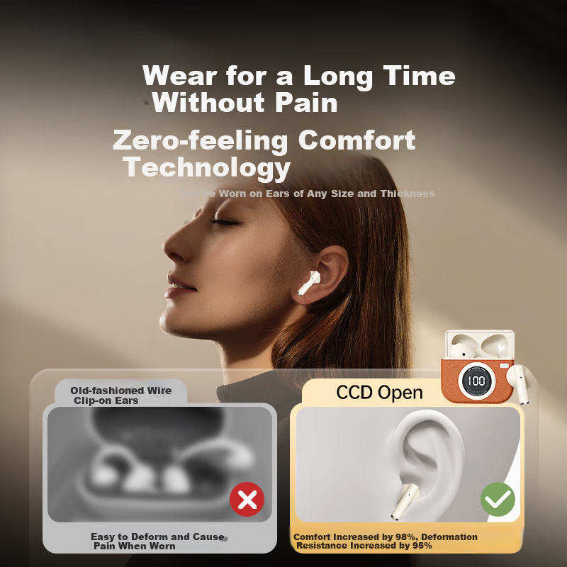 雅兰仕（EARISE）【柏林音效】复古相机款深度降噪超长续航半入耳式真无线运动跑步专用蓝牙耳机Q86 棕