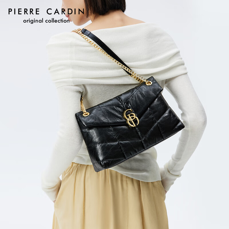 Pierre Cardin Small Square Handbag, Women's Leather Crossbody Bag, Ladies' Chain Bag, Practical Mother's Day Gift for Mom
