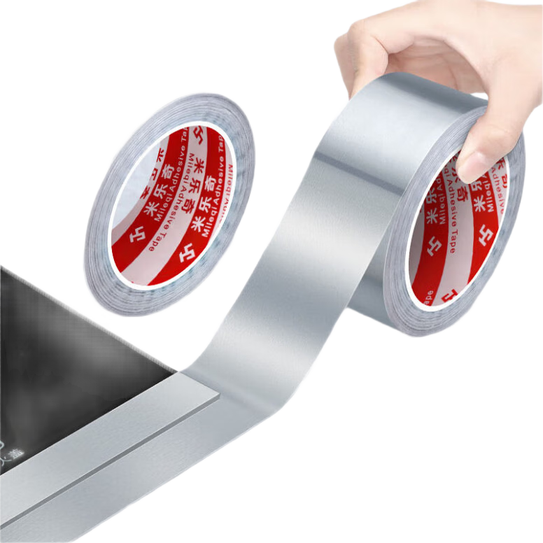 Mileqi Aluminum Foil Tape Kitchen Stove Gap Oil-Proof Self-Adhesive High-Temperature Resistant Waterproof Leak Repair Tape 4.8cm x 20m x 0.1mm 1 Roll
