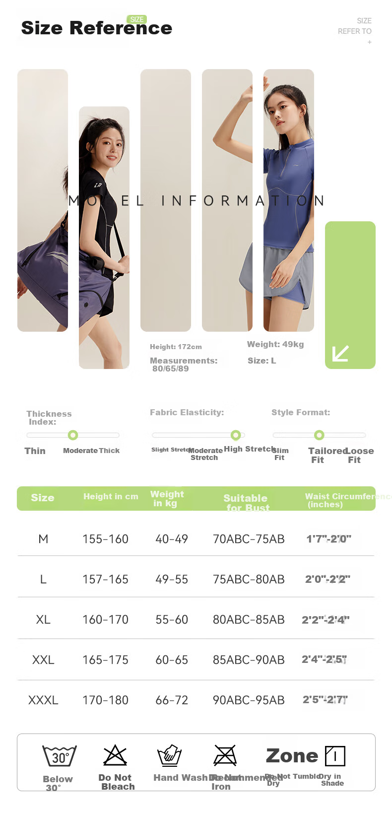 Li-Ning Women's Two-Piece Swimsuit, Slimming Conservative Swimwear for Hot Springs, Model 1602 Black M 9