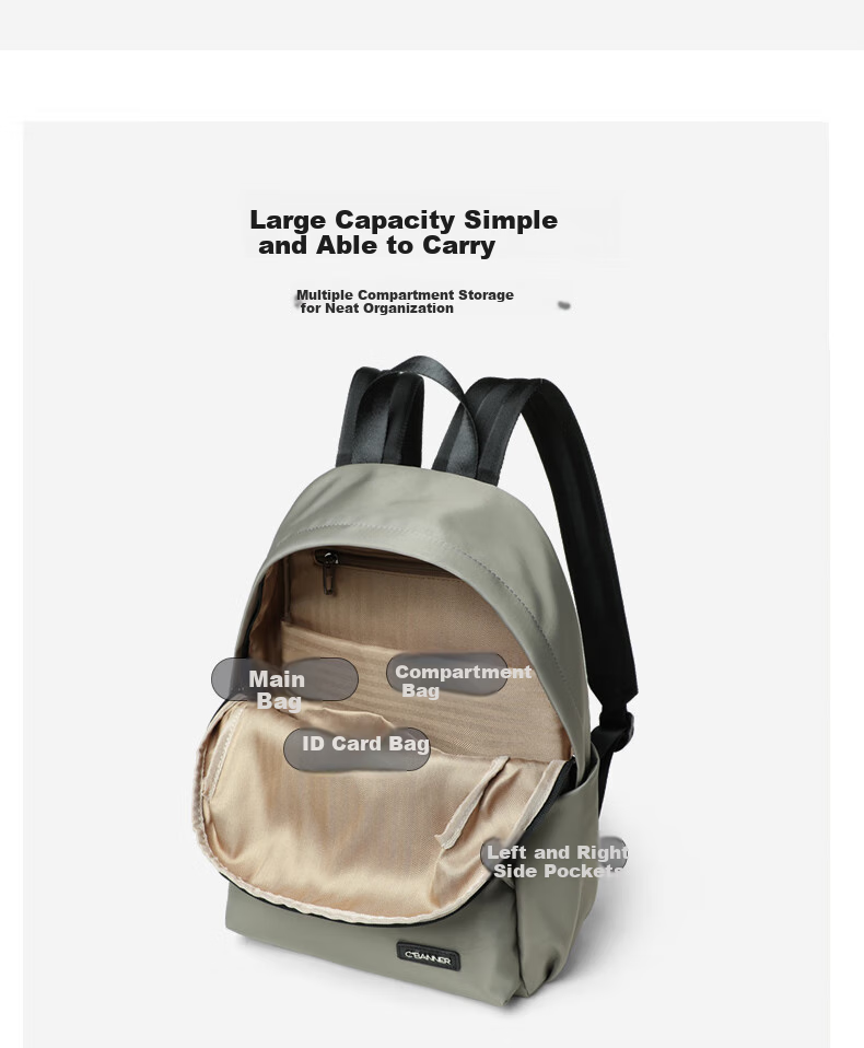 C.BANNER Backpack for Women, Large Capacity, Fashionable And Lightweight Travel Bag, Stylish Student Bookbag, Versatile Canvas Bag 4