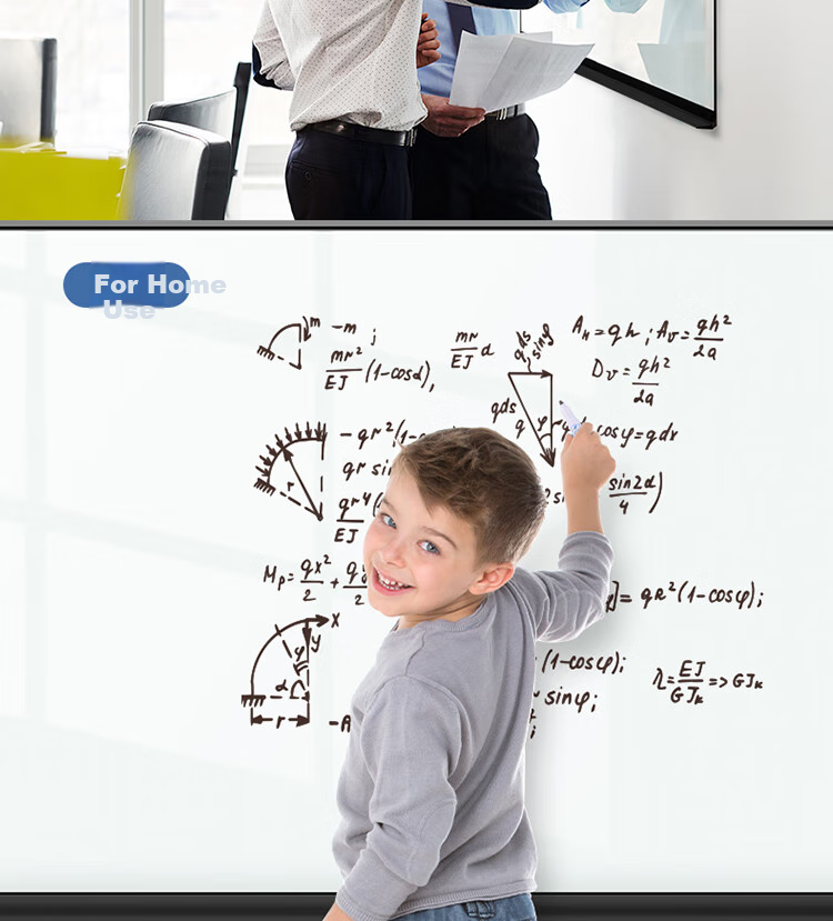 Deli 120*90cm Aluminum Frame Magnetic Hanging Tempered Glass Whiteboard, Office Meeting Writing Board Blackboard, Includes Whiteboard Eraser, Whiteboard Markers, Magnetic Pins 50051 18