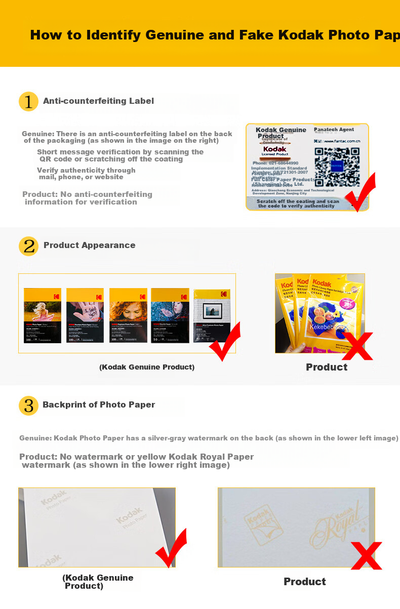 KODAK, 3R/5-Inch, 250g, High-Quality RC Velvet Printing Paper for Home Use, Inkjet Photo Paper, 100 Sheets, 9891-450 18
