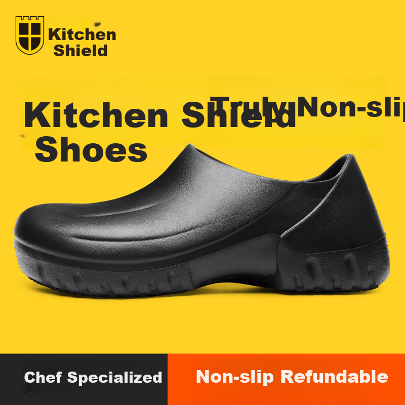 Chudun Professional Chef Shoes, Non-Slip, Waterproof, Oil-Resistant, Men's Kitchen Work Shoes, Durable, Hotel Soft-Soled Work Shoes, Size 37