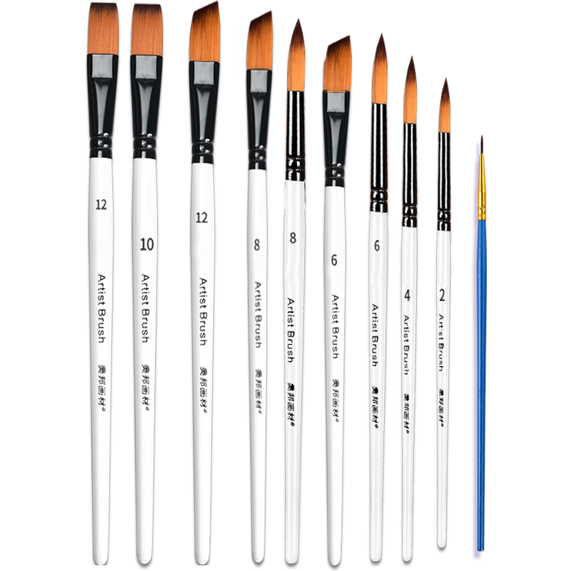 BGI-WAPM Paint Brush Set, 10 Pieces, Face Painting, Hand-Painted Gouache Brushes, Student Art Supplies, Gouache Acrylic Oil Painting Watercolor Paint Brushes, Children's Makeup Brushes