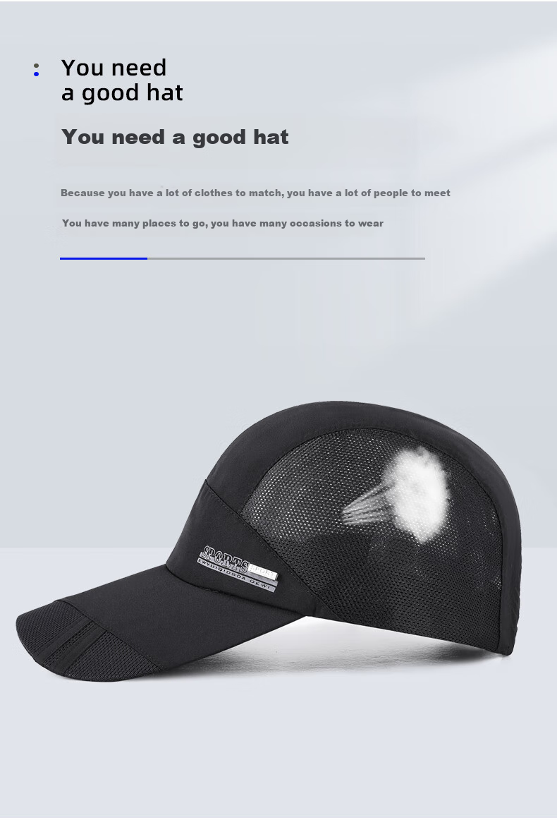 GRGN Men's Baseball Cap, Mesh Quick-Dry Breathable Visor Hat, Outdoor Casual Hiking Sun Protection Cap 4