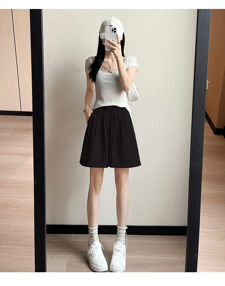 Freedom Style Ice Silk Women's Shorts 2026 Summer New Petite Outerwear Five-Point High Waist Slim Loose Casual Sports Pants 14